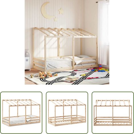 vidaXL Kieferbett - Kinderbett mit Dach 80x200 cm Massivholz Kiefer (1/5)