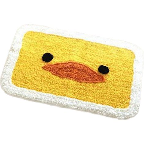 Tapis d'intérieur absorbant l'eau, motif canard jaune, 40 x 60 cm / 15,7 x 23,6 pouces, idéal pour la maison, la salle de bain et les toilettes. (1/5)
