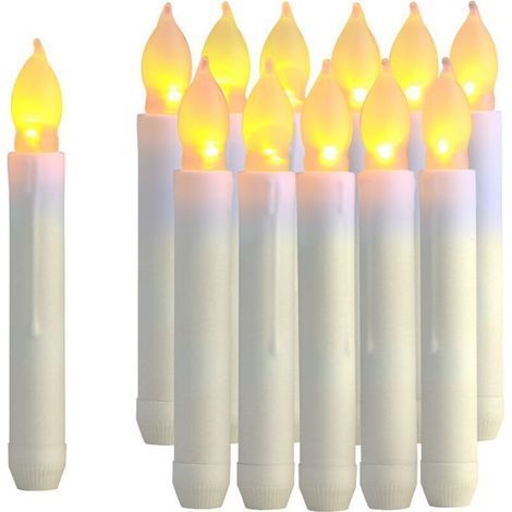 12 pieces LED electronic candles, long candles, warm white long pole wax Halloween Christmas candles (1/4)