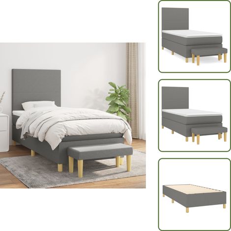 Letto con materasso a molle insacchettate - vidaXL Giroletto a Molle con Materasso Grigio Scuro 100x200 cm Tessuto - Panca multifunzionale