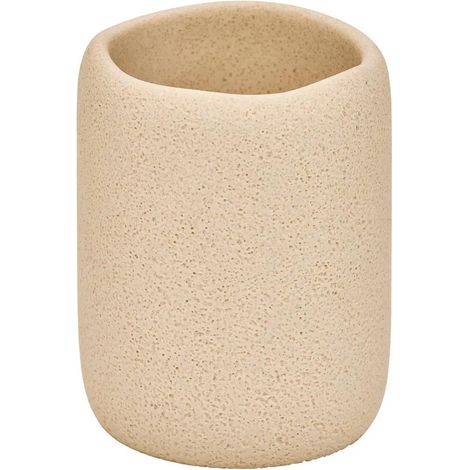 Gobelet Brosse à Dents en Résine "Olea" 9cm Beige (1/3)