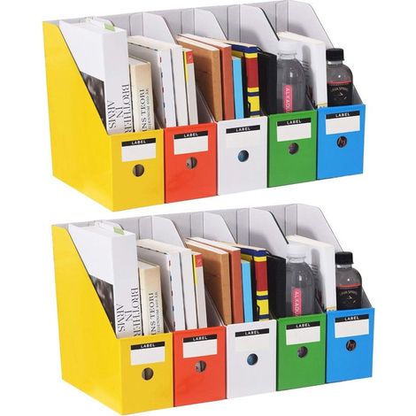 Revistero,10 carpetas,Caja para revistas de escritorio A4,Separadores de archivos y carpetas,Organizador de escritorio,9 x 26 x 27 cm (1/5)