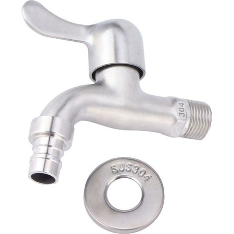 Robinet en acier inoxydable, robinet extérieur d'eau de jardin à ouverture rapide à montage mural, facile à installer et à démonter, pour lave-linge vadrouille bassin de piscine (1/5)
