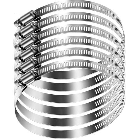 6 collier de serrage tuyau arrosage en acier inoxydable, collier inox 91 114mm, serre flex serrage pour tuyau d'engrenage conduits de carburant plomberie automobile piscine (1/5)
