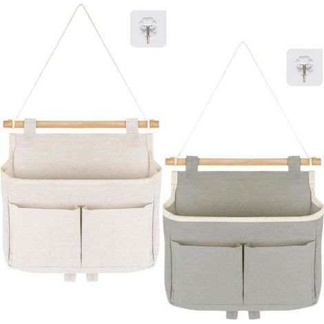 2Pcs Sac de Rangement Suspendu Salle de Bain Organisateur de Porte Vide Poche Mural Rangement Tissu Mural Poch PANNEAU DE RANGEMENT
