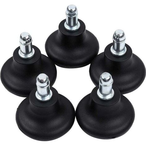 Roulettes fixes – Roues de remplacement pour chaise de bureau – Noires, lot de 5 (1/4)
