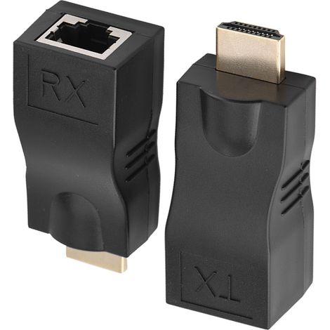 2x Répéteur Convertisseur HDMI sur RJ45 30m pour Câble CAT-5e CAT6, Extenseur Signal (1/5)