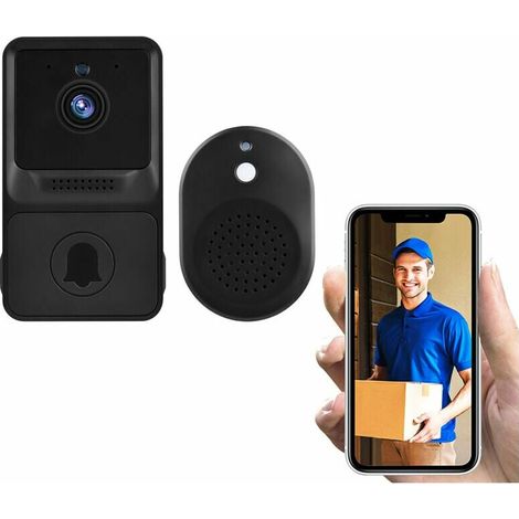 Wireless Video Doorbell with 1080P High Resolution Smart Visual Security Camera with IR Night Vision Real-time Two-Way Audio Monitoring (1/5)