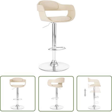 The Living Store Tabouret de bar Blanc Similicuir - Chaise De Bar - Tabouret De Bar - Chaise De Comptoir - Meuble De Salle À Manger - Mobilier Intérieur (1/5)