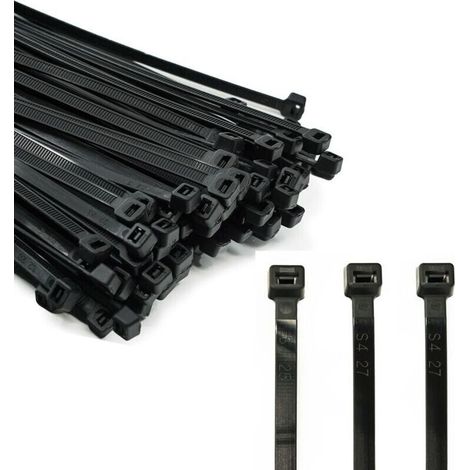 Attaches de câbles professionnelles (100 unités, 2,5 mm x 100 unités), noires, résistantes aux hautes températures. (1/3)