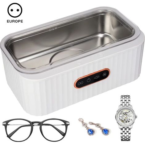 Nettoyeur à ultrasons, nettoyeur de lunettes 45 kHz, 4 modes, nettoyeur à ultrasons portable, nettoyeur à ultrasons 400 ml, nettoyeur à ultrasons adapté aux lunettes, bagues, bijoux et pièces de monna (1/5)