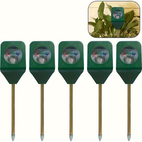 Mini-sonde d'humidité du sol (5 pièces) pour jardinage, en métal, plantes, fleurs, humidimètre testeur portable . (1/5)