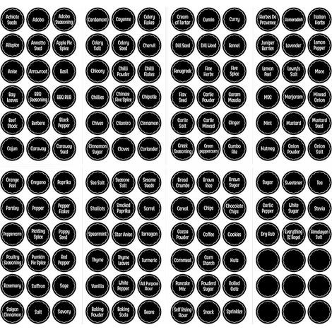 Lot de 144 étiquettes autocollantes pour pots à épices, 13,5x26,7 cm, noires (1/5)