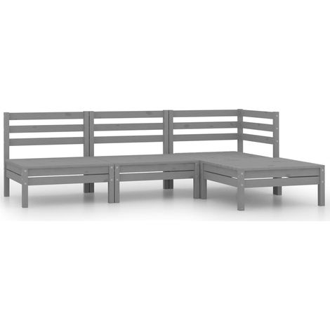 Salon de jardin 4 pcs - Canapé de jardin - Ensembles de Meubles d'exterieur - Bois de pin massif Gris Chic-464102 (1/5)