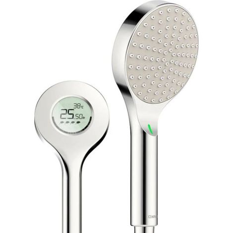 Hansa – Pommeau de douche digital 120mm avec écran LED – jet sensitive – économie d'eau – raccord G 1/2 – 84310180 (1/6)