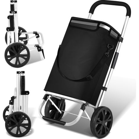 SWANEW Carrello della spesa pieghevole a 2 ruote Carrello portatile pieghevole in alluminio con spazio di archiviazione da 40 litri (1/5)