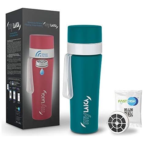 BOTELLA FILTRANTE DE AGUA MyLAICA 0.55L ACERO PINTADO VERDE BR70A LAICA (1/5)