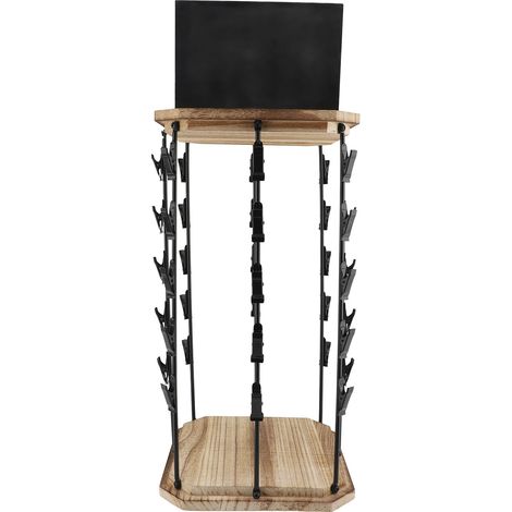Présentoir à puces 5 niveaux 40 clips organisateur de collations rotatif à 360 degrés avec base en bois pour bureau, comptoir de fête (1/5)