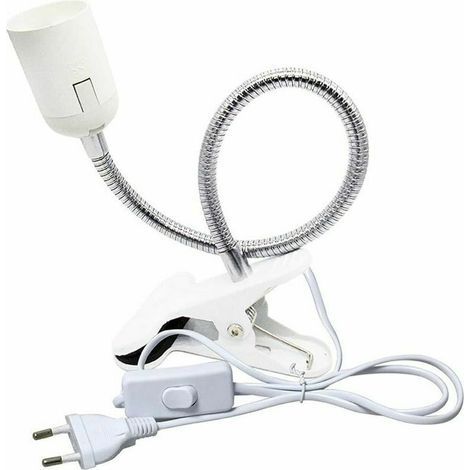 Spot E27 Pince pour Lampe de Lecture au Lit, AC 230V, Cable Douille Clipsable avec Interrupteur, Lampe Pince E27 Clip Lampe col de Cygne Flexible pour Acquarium Plante Miroir (Blanc, sans ampoule) (1/5)