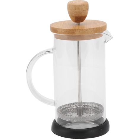 Cafetière à piston résistante à la chaleur avec couvercle en bambou, 350 ml