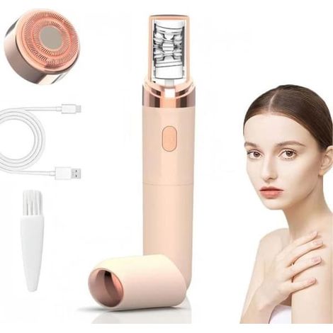 Appareil d'épilation du visage - unique - rechargeable - étanche - tondeuse à sourcils - rose (1/5)