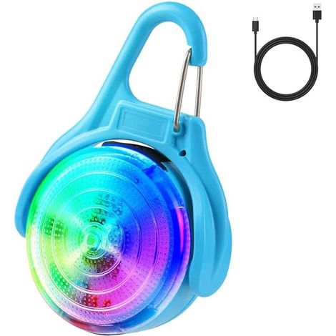 LED Dog Collar Safety Lights, Waterproof, Blue  Flashing Modes USB Rechargeable Dog Pendant Light for Pets, Night Walking, Camping
