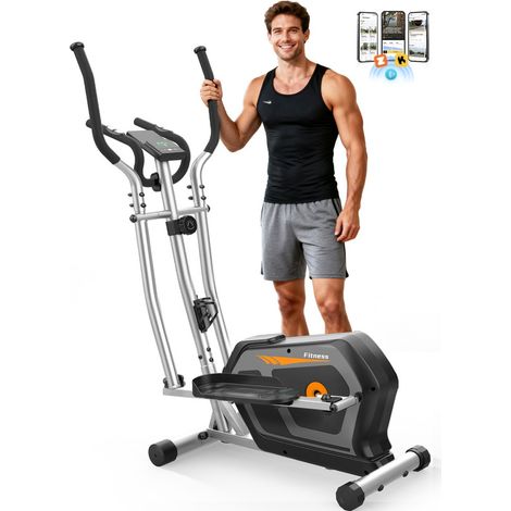 Vélo elliptique d'intérieur Sanhe, modèle allongé pour hommes, écran haute définition, pour muscler les jambes et renforcer le charme masculin, argent et orange