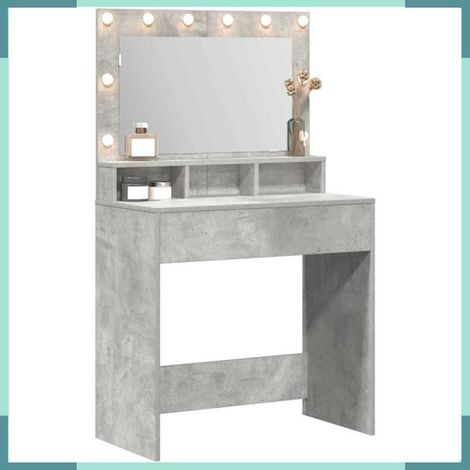 865112 Table de Toilette avec étagère Gris béton 75,5 x 41 x 135 cm (1/5)