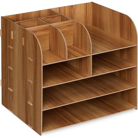 Organizer da scrivania moderno con 10 scomparti dimensioni 27,5 x 32,5 x 25 cm in MDF nero 130012135
