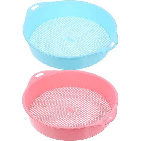 Juego de 2 tamices de plástico para tierra, 3 mm, tamiz multifuncional para jardinería, filtración de tierra y piedras, colador manual para plantar, herramienta de tamizado, azul (1/5)