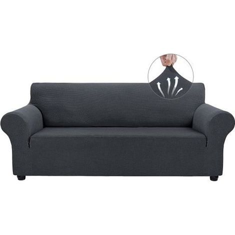 Dehnbarer 3-Sitzer-Sofabezug mit Armlehnen, wasserdichter Sofaschutz für Sofas von 190 bis 230 cm Länge, Grau (1/4)
