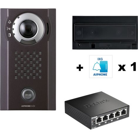 Pack IP saillie, 1 licence smartphone & switch PoE inclus, MSIPTELIPBX à prévoir - AIPHONE PIXSMART