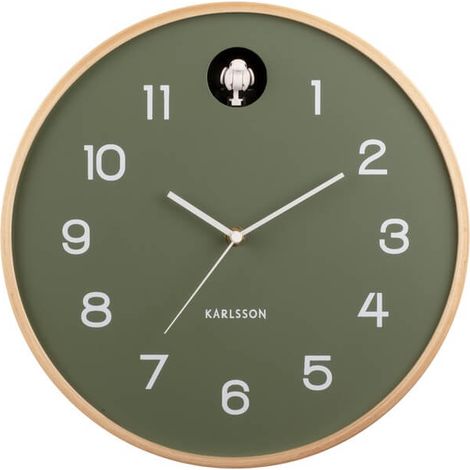 Horloge murale naturelle Cuckoo vert - Ø 31,5cm - KA5886GR