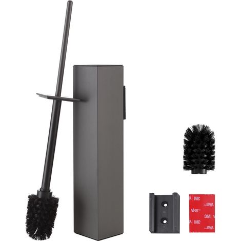Brosse WC Murale, Porte-Brosse Toilettes WC Acier INOX sans perçage, Porte-Brosse WC avec Gobelet Intérieur Amovible pour Un Nettoyage Faciles de la Salle de Bain (Grau Matt) (1/5)