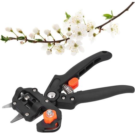 Ensemble d'outils de greffe de jardin Ciseaux de coupe de branches d'arbres Cisailles Sécateur Fournitures professionnelles de jardinage Noir, (1/4)