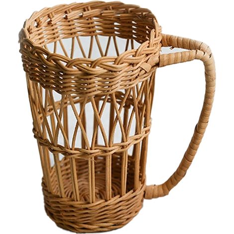 Support Pour Tasse En Rotin - Hauteur 18 Cm - Diamètre Supérieur 9 Cm - Diamètre Inférieur 6,5 Cm - 1 Pièce (1/5)
