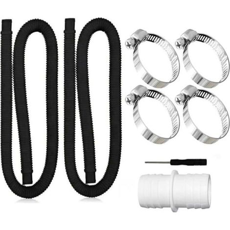 Lot de 2 Tuyaux de Piscine 32 mm Pour Pompes de Piscine, Avec 4 Clips de Sécurité et 1 Raccord de Tuyau (1/4)