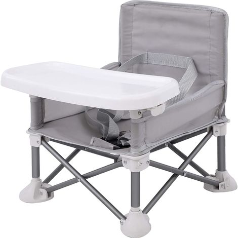 Baby Pop Sit Kindersitz Tragbarer Kindersitz Kompakt zusammenklappbar mit Gurten für drinnen und draußen Geeignet ab 6 Monaten, inklusive Tragetasche (Grau) (1/5)