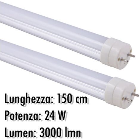 Tubo Neon Led T8 24 Watt 3000 Lmn Avec Opaca Coperture De 150 Cm Bianca Light
