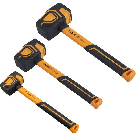 Marteau en Caoutchouc,lot 3,tête pleine ergonomique  Idéal pour installation sol stratifié et travaux bois, ne marque pas les surfaces (1/5)