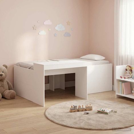 vidaXL Letto alto per bambini con scrivania Bianco 90 x 200 cm (1/5)