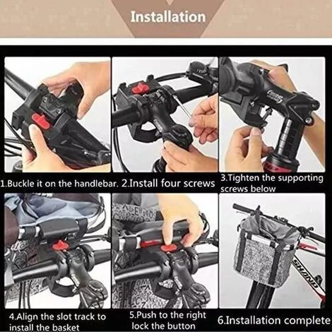 HONORNIC - Panier à vélo Pliable, Amovible Vélo Guidon Panier, Cycle Avant Toile Panier Transporteur Sac Pet Carrier Facile à Installer (1/3)