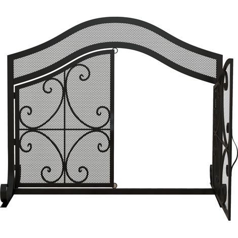 Pare-feu de cheminée monobloc en maille d'acier, 105 x 40 x 80,5 cm, noir