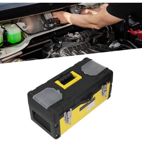 Grande boîte à outils portable, boîte de rangement pour quincaillerie et matériel électrique en plastique et en fer, boîte de rangement pour outils de réparation en plastique, boîte de rangement pour (1/5)