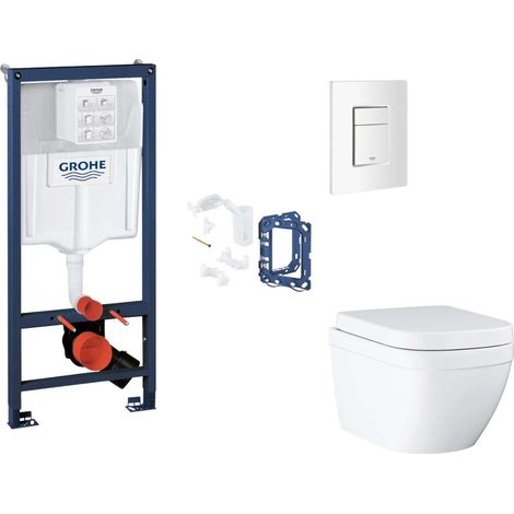 Grohe Rapid SL - Set bâti-support, cuvette, abattant SoftClose et plaque de déclenchement Skate Cosmopolitan et kit pour insertion de tablette, Triple Vortex, blanc alpin SANI11BB3148 (1/5)
