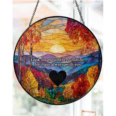 Attrape-soleil vitrail commémoration père 30 cm, décoration vitrail, fenêtre suspendue