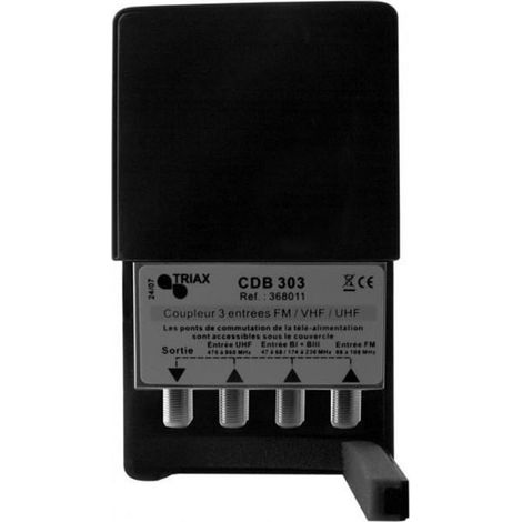 Coupleur de Bande - TRIAX - CDB 303 - 3 entrées VHF/DAB/FM - Configurable - Passages DC amovibles