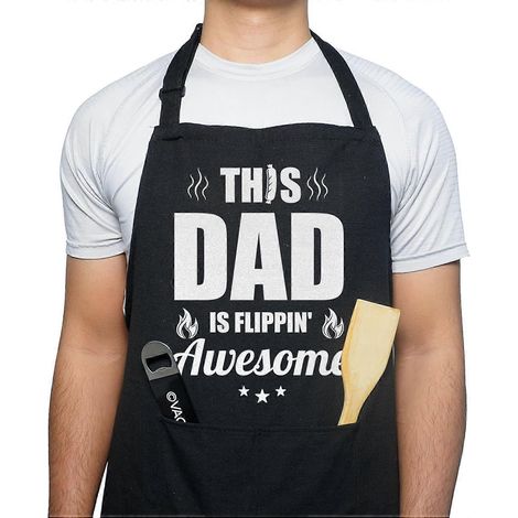 Tabliers coton 100% noir humoristique hommes papa mari, cadeau anniversaire/fête des pères barbecue : Ce papa est génial (1/5)