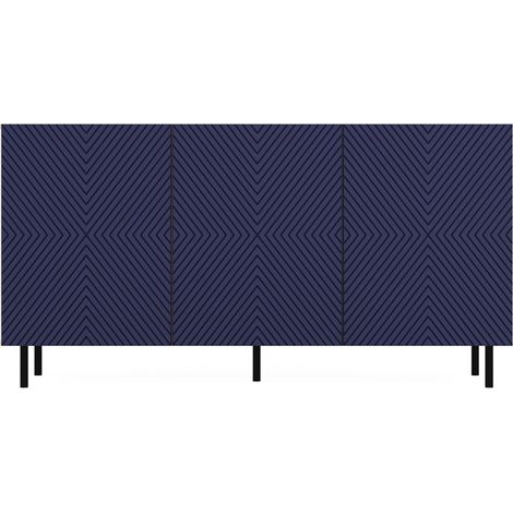 CAMI - Credenza glamour a 3 ante - 150x40x78cm - 4 nicchie portaoggetti - Frontali a doghe (1/5)