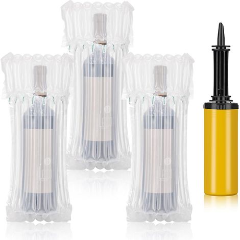 Lot de 50 sacs de protection gonflables pour bouteille de vin avec pompe gratuite pour voyage, avion, valise, bagage